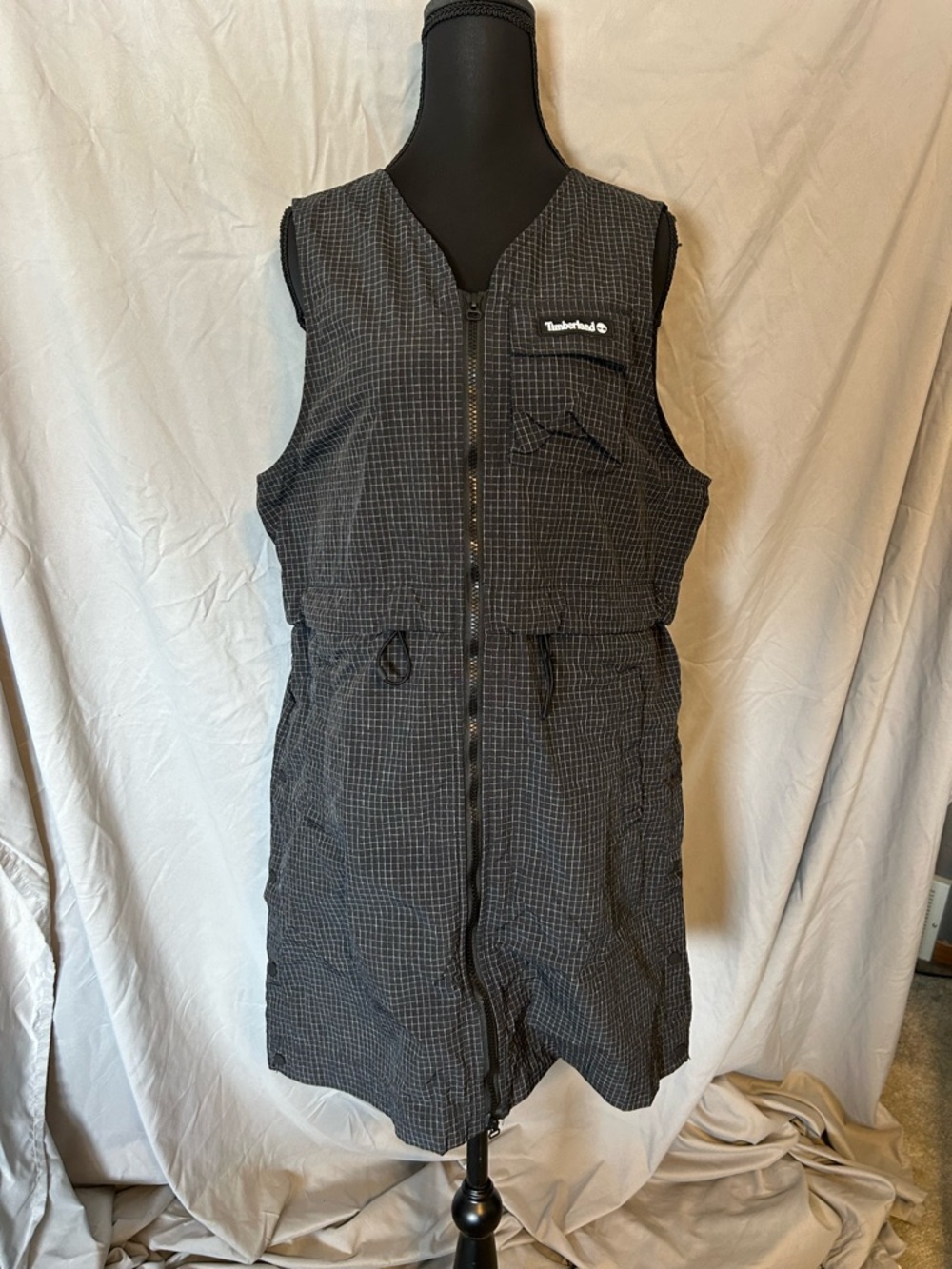 Women's BB Multi Pocket Pinafore Dress Size L Black  Zipper Button Adjustable